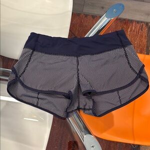 Lulu Women's Navy Striped Running Shorts 2”